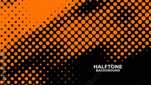 Abstract halftone yellow dotted black background. texture overlay grunge distress linear. Vector halftone dots. Halftone effect. banner, cover, poster, flyer, presentation, ads