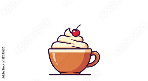 A Delicious Coffee Drink with Whipped Cream and Cherry Topping.