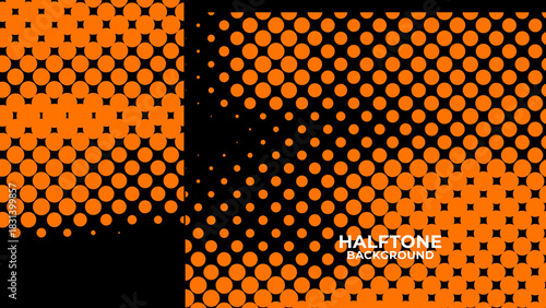 Abstract halftone yellow dotted black background. texture overlay grunge distress linear. Vector halftone dots. Halftone effect. banner, cover, poster, flyer, presentation, ads