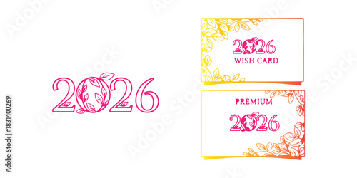 Vintage floral   2026 wish card vector illustration frame