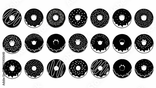 Delicious donuts arranged in a neat row, a sweet treat for everyone to enjoy.