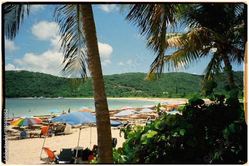 Panoramic analog view of Flamenco Beach on Culebra Island