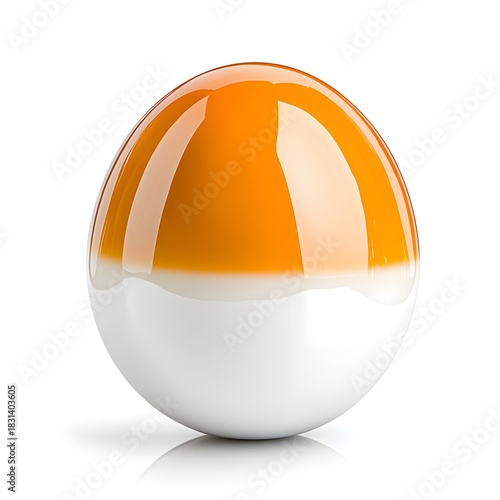 3D Rendered Glossy Orange White Sphere Abstract