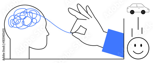 Mental clarity concept. Visualizing mental clarity through problem-solving, simplified thinking, and emotional well-being. Mental clarity aids productivity, health, mindfulness, and goal focus