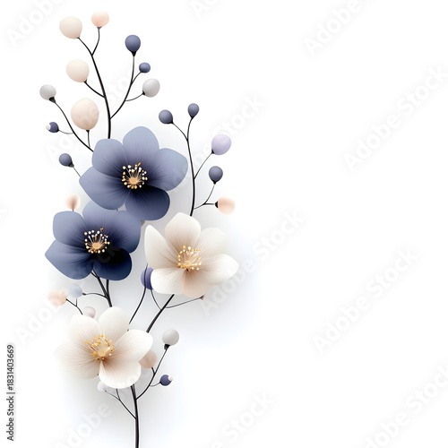 Elegant 3D Abstract Spring Floral Arrangement