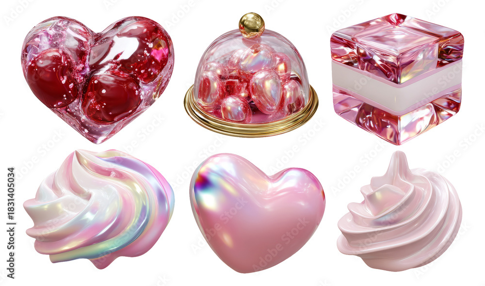 Fototapeta premium Colorful 3D Illustrations of Mini Dessert Confections with Glossy Finish