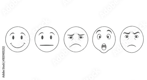 Collection of Emoticons Showing Different Emotions and Expressions.