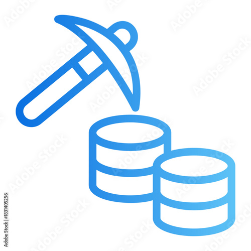 Data mining pickaxe Line Gradient Icon