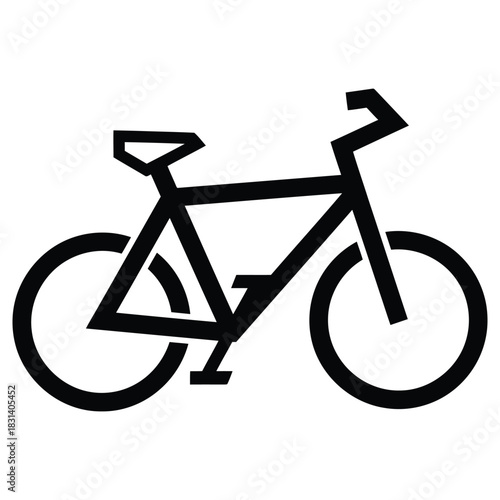 Simple Black Bicycle Icon Isolated on White Background. Vector Bike Illustration.