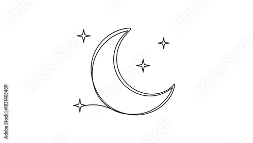 Dreamy moon and stars outline illustration for magical creative projects