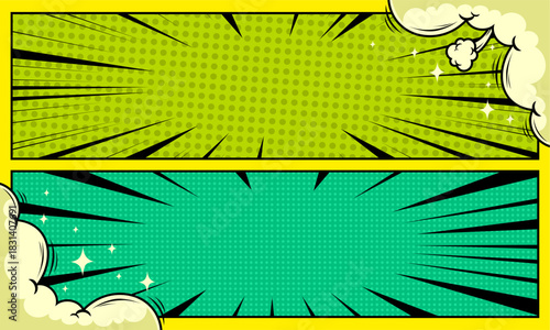 Two panel comic background in pop art style
