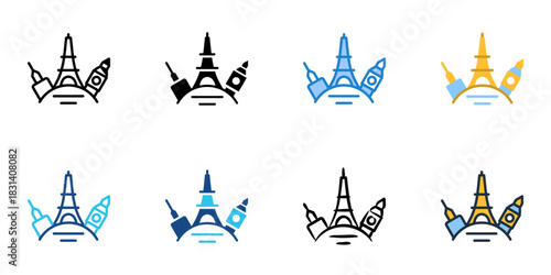 Sightseeing icon set multiple style vector collection. Editable Stroke 
