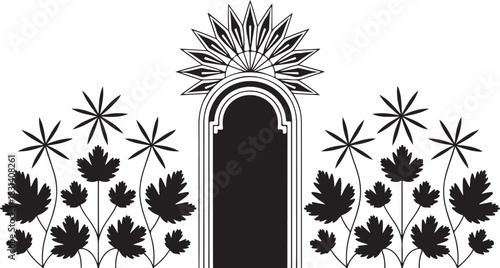 Christmas wreath on door vector icon silhouette