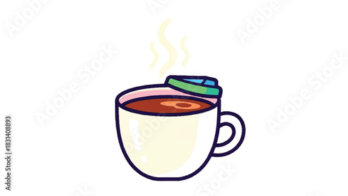 Steaming Coffee Cup with Lid for Takeaway.