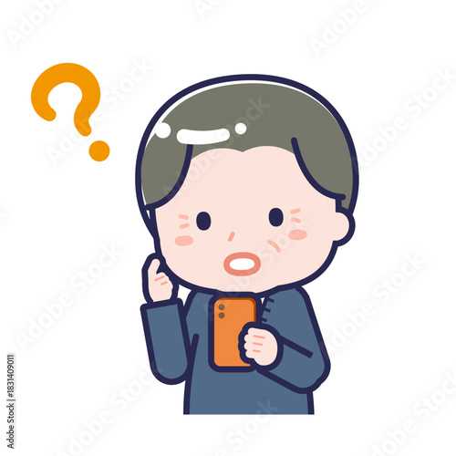 スマートフォンを使う「私服のシニア」の男性