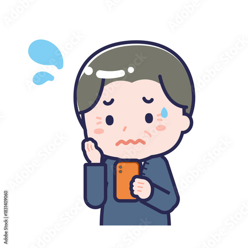 スマートフォンを使う「私服のシニア」の男性