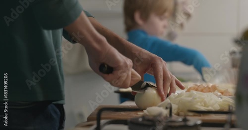 Man is Cooking Preparing Food Homemade Pizza on Kitchen. 4K 10-bit