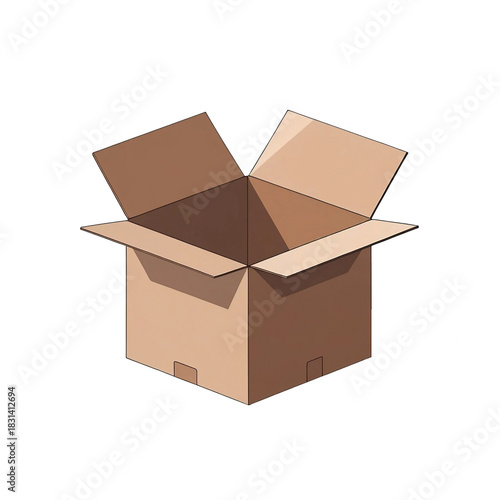 Simple Open Cardboard Box Graphic