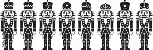 Nutcracker silhouette set. Collection of minimalistic icons for site. Toy or mascot for children. Stickers for social networks and messengers. Flat vector illustrations isolated on white background