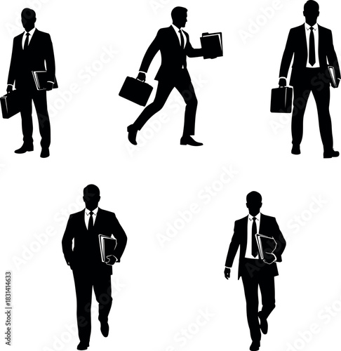 flavector business silhouettes of confident male professionals in suits with briefcases and folders