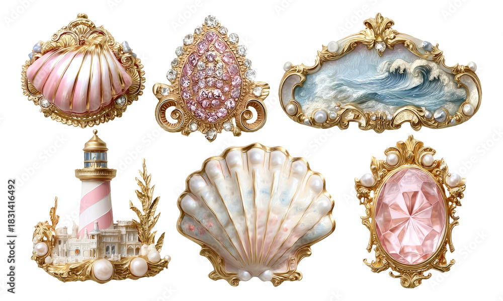 Obraz premium Ornamental Rococo Style Luxury Symbols for Art and Illustration Designs