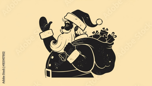 Santa claus christmas holiday season gifts presents vector illustration design element graphic art