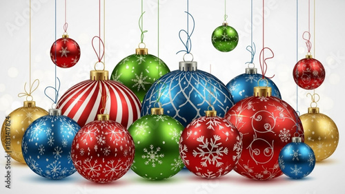 Christmas ornaments decorations holiday season festive colorful balls hanging christmas tree ornaments