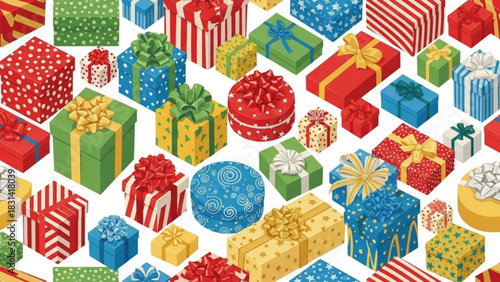 Colorful gift boxes presents vector illustration for christmas birthday and special occasion celebration design