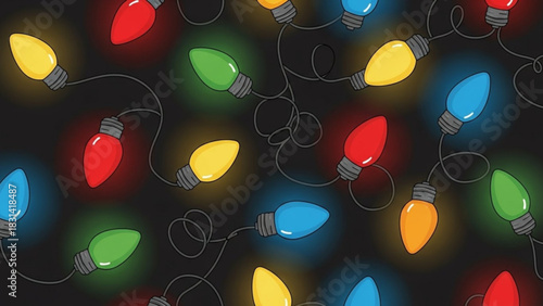 Colorful christmas lights decoration holiday season festive celebration glowing string lights party decor design