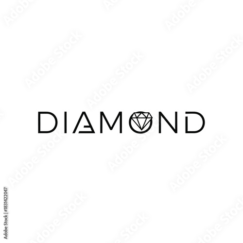 Minimalist black and white logo design featuring the word diamond with a stylized diamond shape replacing the letter o