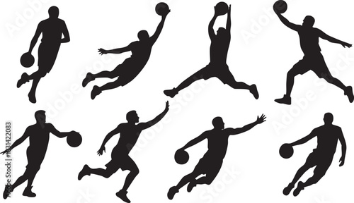 Vector set of Basketball players silhouettes, Basketball silhouettes