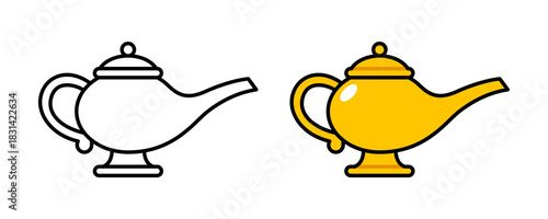 Vector Genie Lamp Flat Illustration