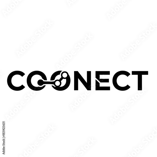 Black and white logo design for a company named coonect with a stylized connection icon replacing the letter o