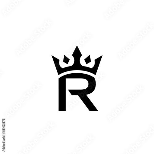 Black letter r monogram with a royal crown on top