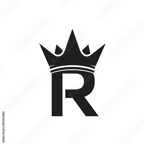Black letter r monogram with a royal crown on top