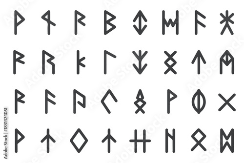 Rune Symbol Pack – 25 Minimalist Abstract Nordic Vector Icons