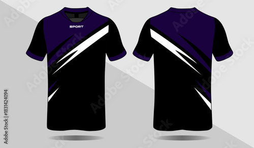 Dynamic Black and Purple Sports Jersey Design with Striking Geometric Accents