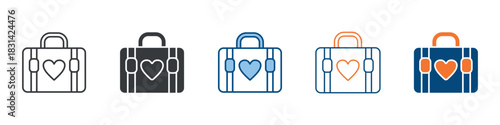 Suitcase Icon Set Multiple Style Collection 