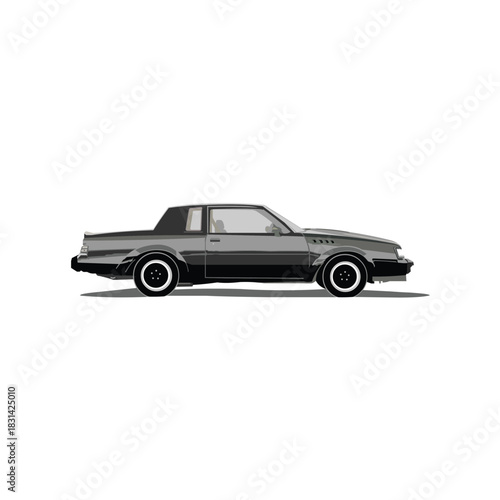 Classic Muscle Car from Side View.eps