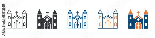 Church Icon Set Multiple Style Collection 
