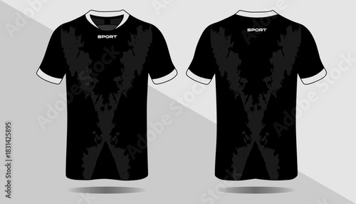 Stylish Black Sport T-Shirt Design with Unique Abstract Pattern for Athletic Wear