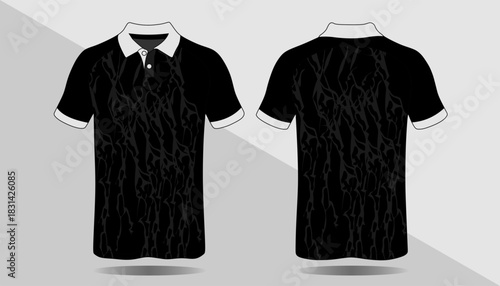 Stylish Black Polo Shirt with Intricate Pattern for Modern Casual Wear and Fashion Enthusiasts
