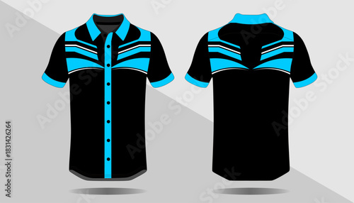 Black and Blue Short Sleeve Shirt with Stylish Design and Modern Look for Fashion Enthusiasts