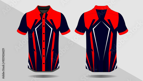 Dynamic Sports Shirt Design with Bold Colors and Geometric Patterns for Athletes and Teams