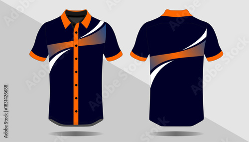 Stylish Blue and Orange Short Sleeve Shirt Design for Casual and Sporty Occasions