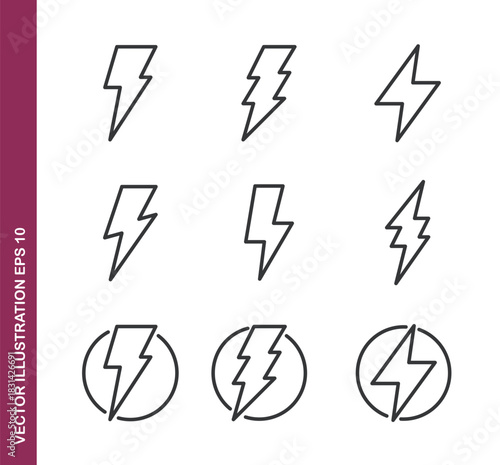 Bold lightning line icons - Mini collection and editable stroke series icon