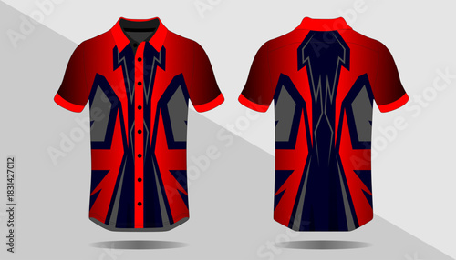 Stylish Red and Blue Sports Shirt with Union Jack Design for Modern Fashion Enthusiasts