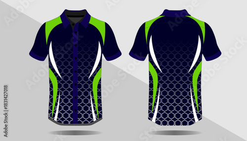 Modern Sport Shirt Design with Geometric Pattern and Vibrant Color Accents for Athletes