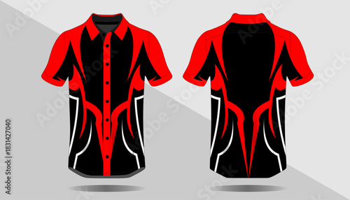 Stylish Red and Black Short Sleeve Shirt Design for Casual or Sports Wear Options