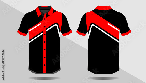 Stylish Black and Red Short Sleeve Shirt with Striped Design for Modern Fashion Enthusiasts